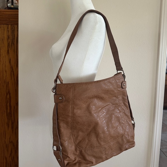 Tan Light Brown Bueno Large Handbag Shoulder Strap Purse Women’s Leather - Picture 1 of 8